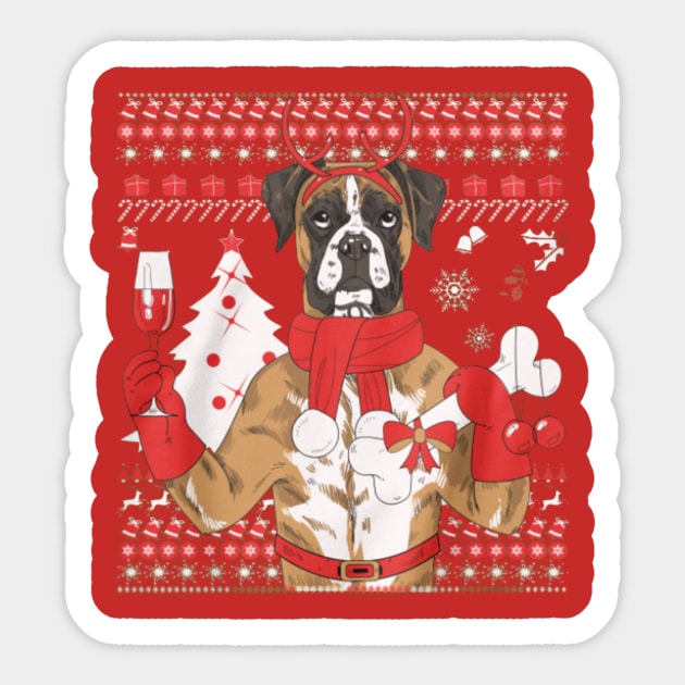 Boxer Ugly Christmas Sweatshirt Sticker by jokopriyantoko